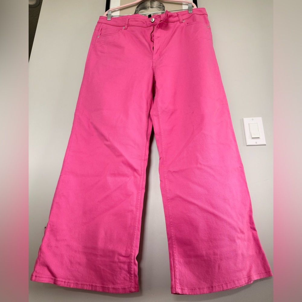 Hot Pink Wide Leg Jeans